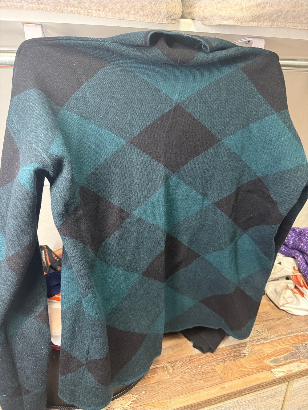 Women’s Tahari Teal and Black Argyle Sweater
